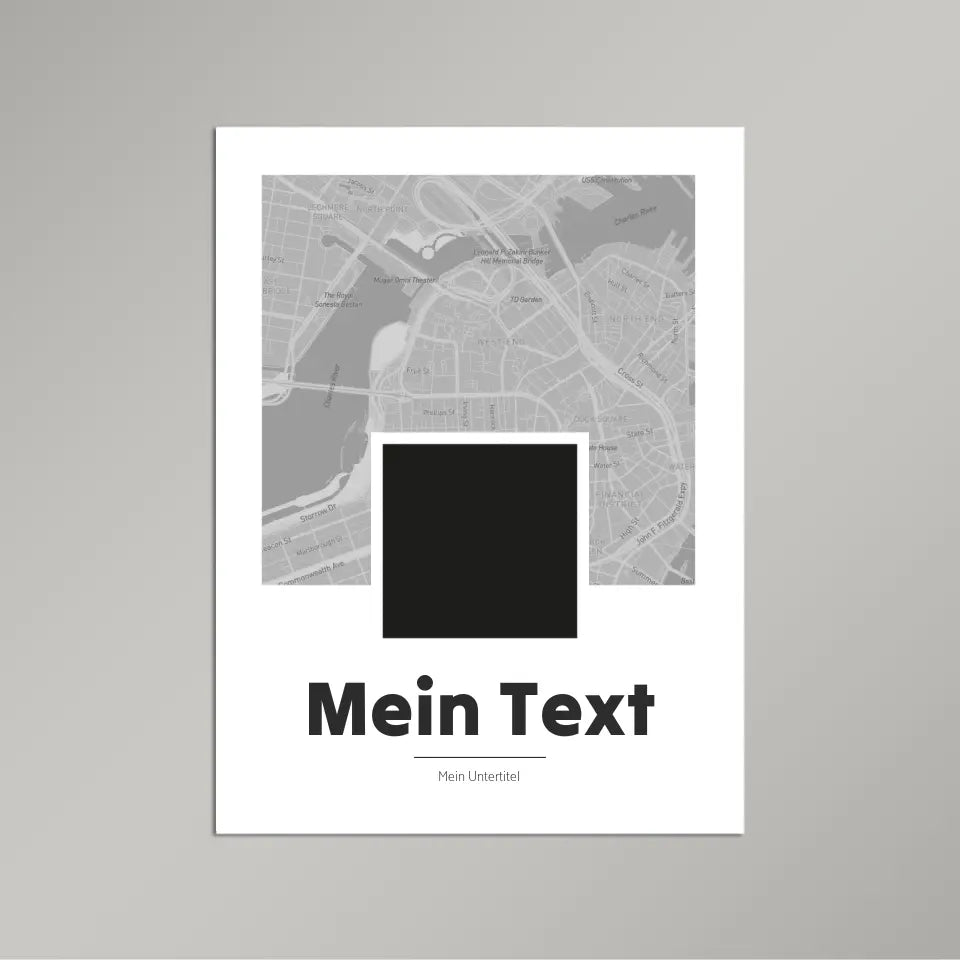 Landkarte &quot;bold Portrait&quot; - dein Ort, Bild + Text | Hochformat