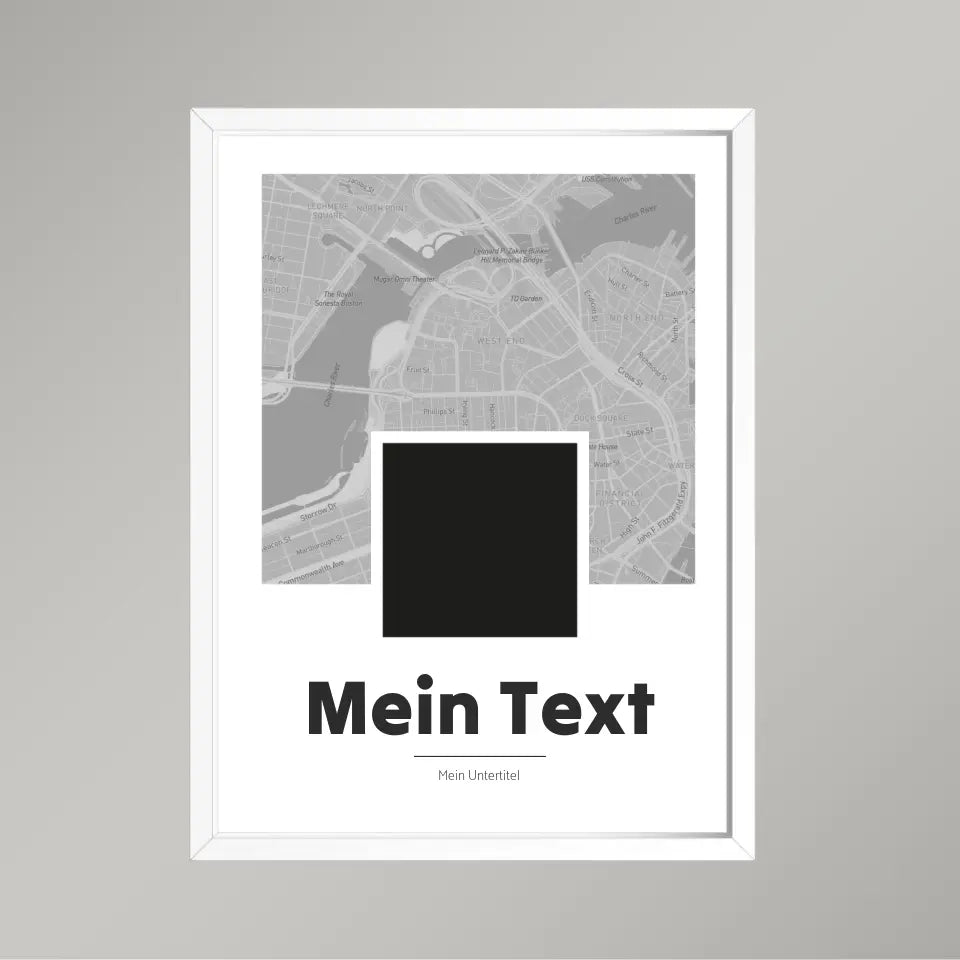 Landkarte &quot;bold Portrait&quot; - dein Ort, Bild + Text | Hochformat