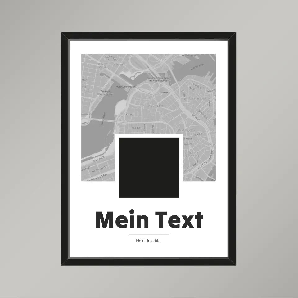 Landkarte &quot;bold Portrait&quot; - dein Ort, Bild + Text | Hochformat