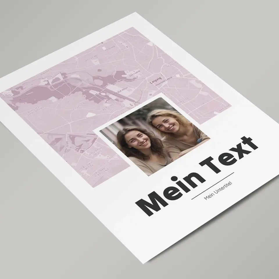 Landkarte &quot;bold Portrait&quot; - dein Ort, Bild + Text | Hochformat