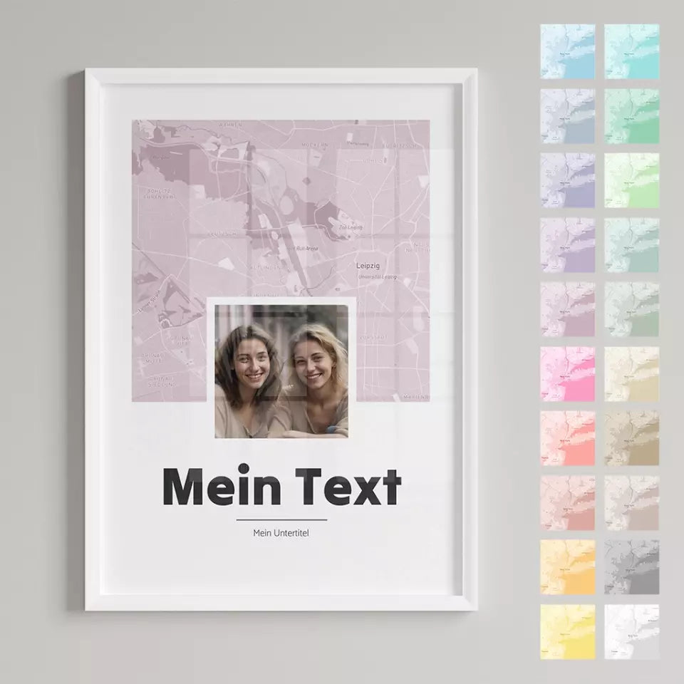 Landkarte &quot;bold Portrait&quot; - dein Ort, Bild + Text | Hochformat